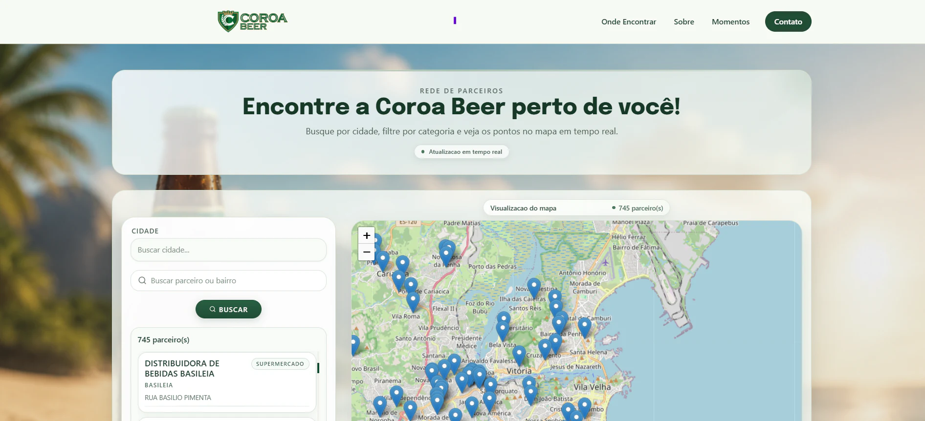 Tela do projeto Encontre Coroa Beer