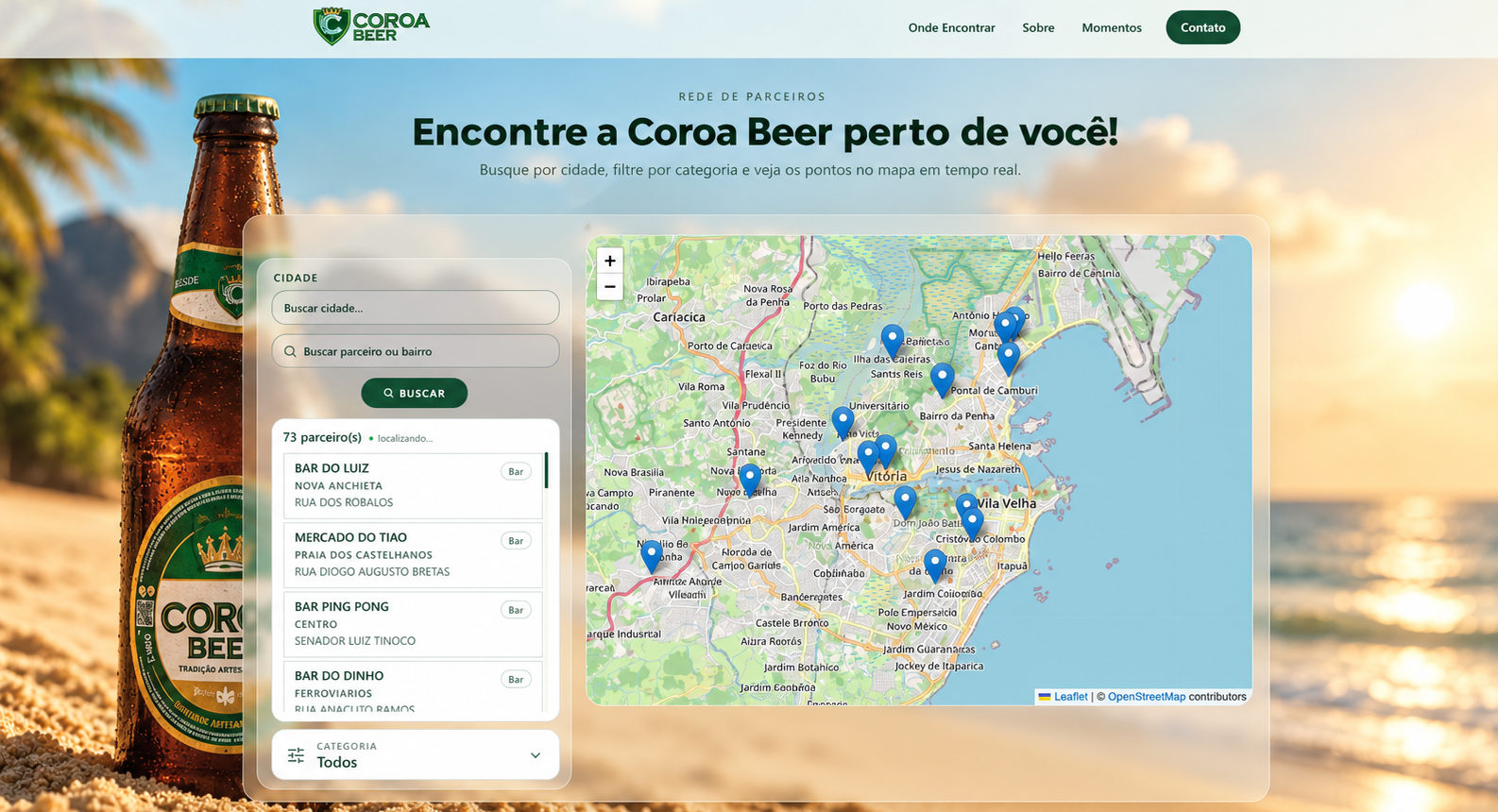 Página inicial do projeto Encontre Coroa Beer
