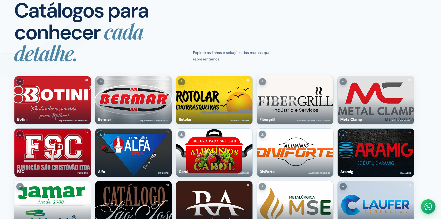 Catálogo de marcas do projeto C&L Representações